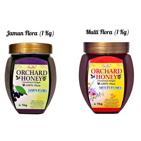 Orchard Honey Combo Pack (Jamun+Multi Flora) 100 Percent Pure and Natural (2 x 1 Kg)
